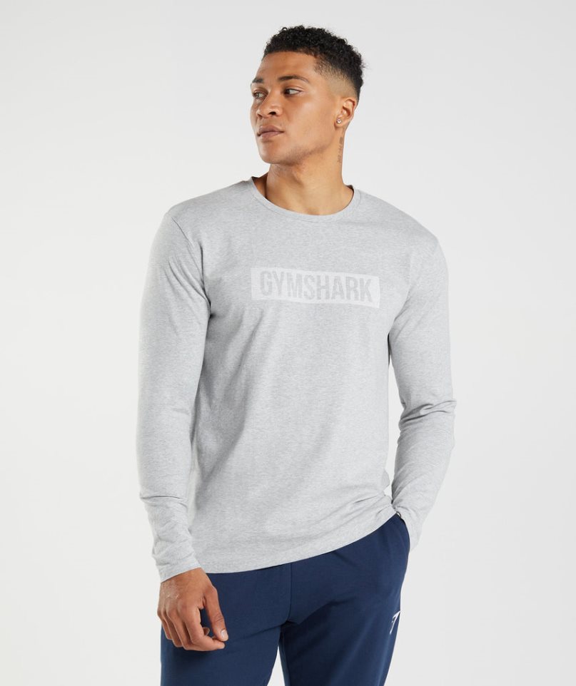 Men\'s Gymshark Block Long Sleeve T-Shirts Light Grey | CA A51367